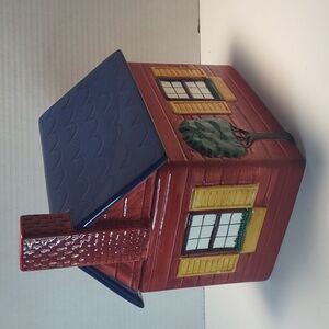 Red Cottage House Cookie Jar